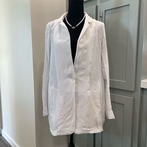 Halston Heritage White Single-Button Linen Blazer